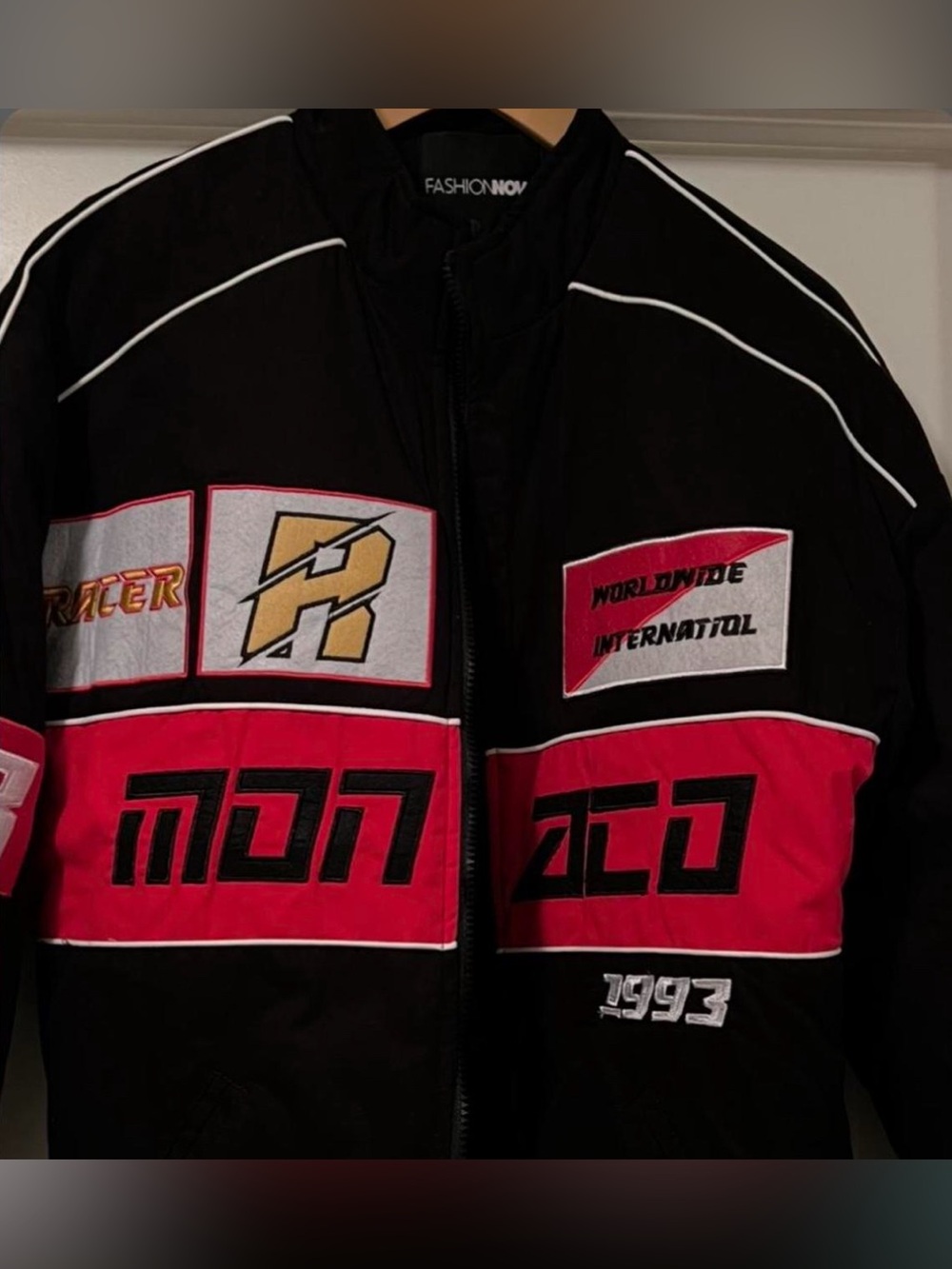 Fashion Nova Black & Red Racing Jacket
